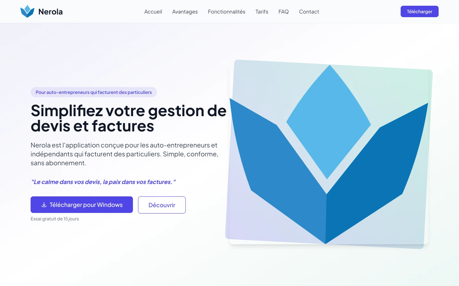 Page d'accueil du site nerola.fr