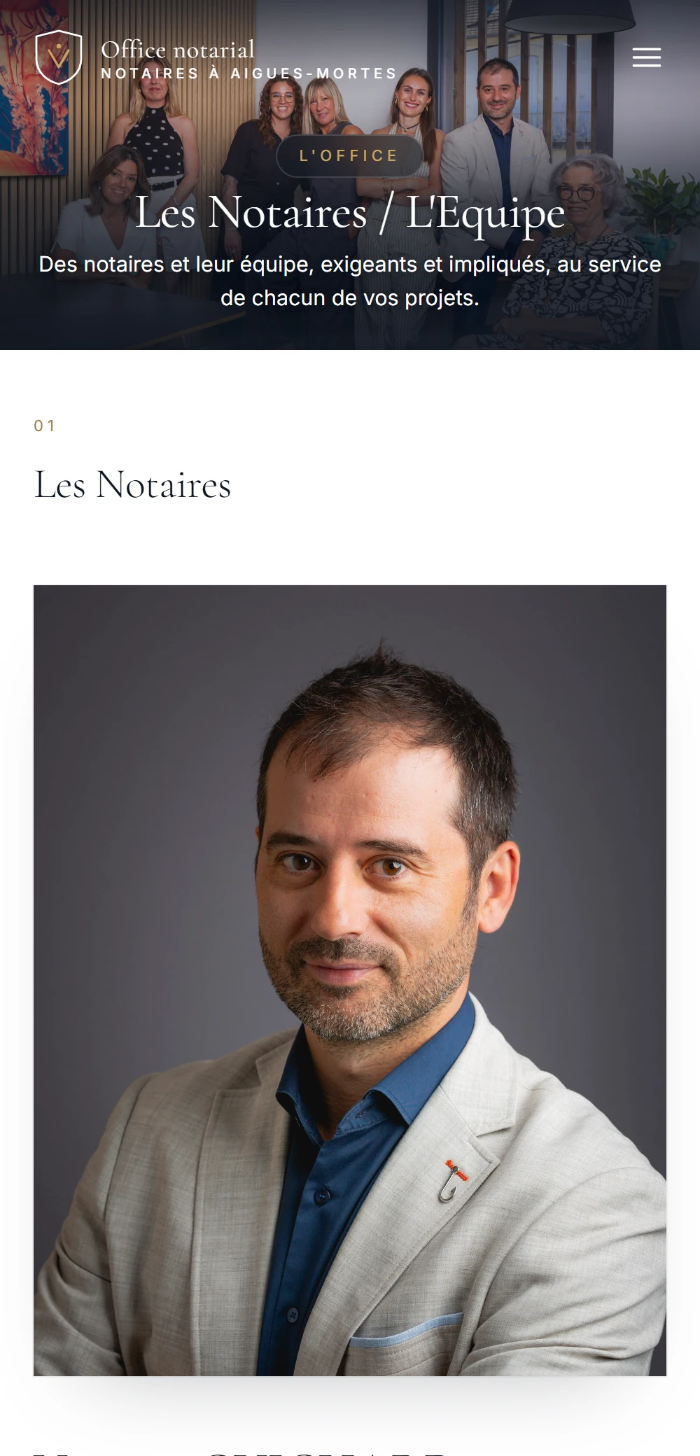 Site de l'office notarial Guichard sur mobile