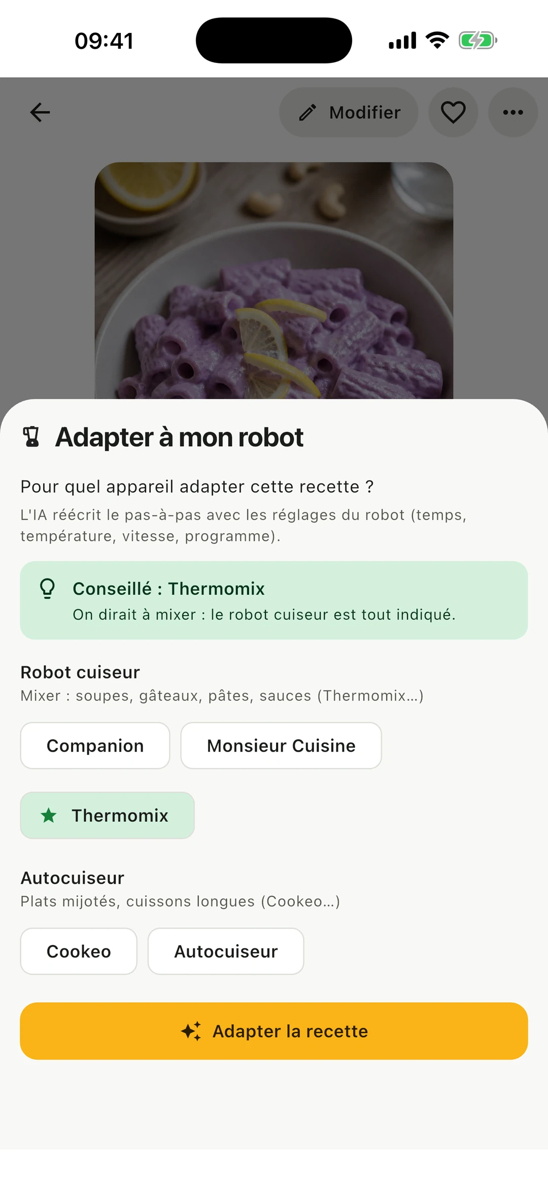 Pomeli : adaptation d'une recette à un robot cuiseur