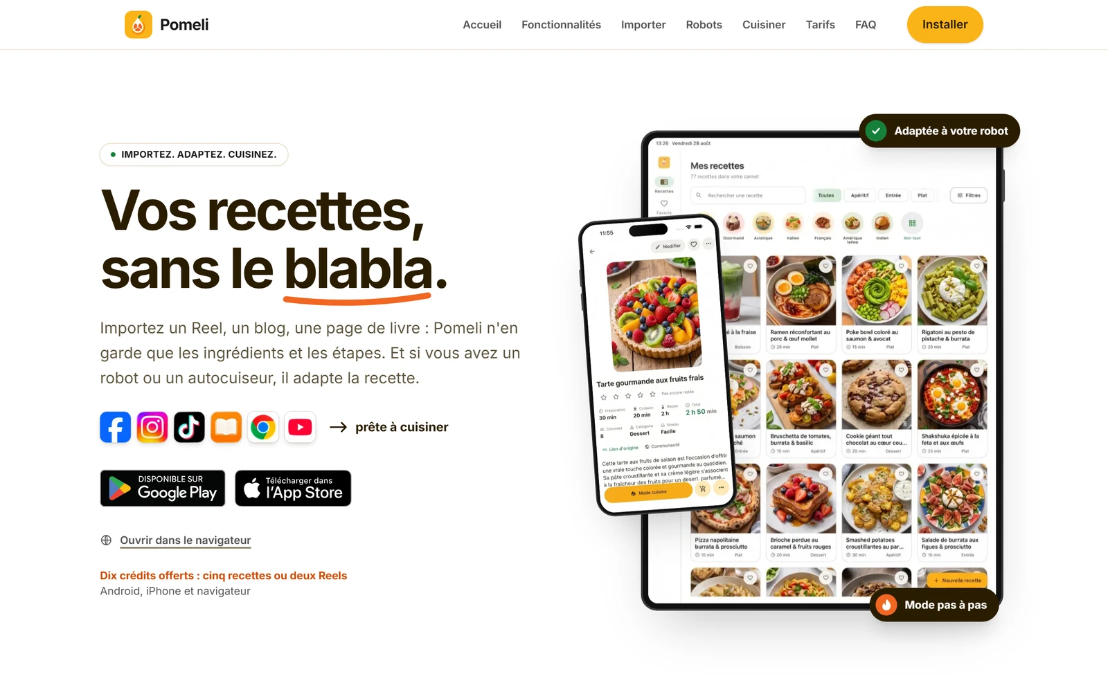 Page d'accueil du site pomeli.fr